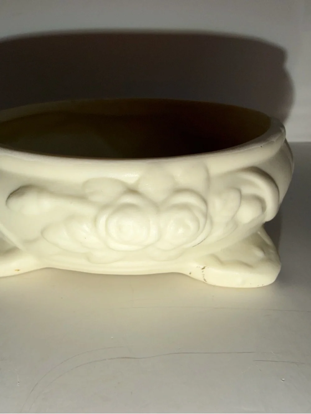 Vintage White Bisque Porcelain Footed Trinket Box